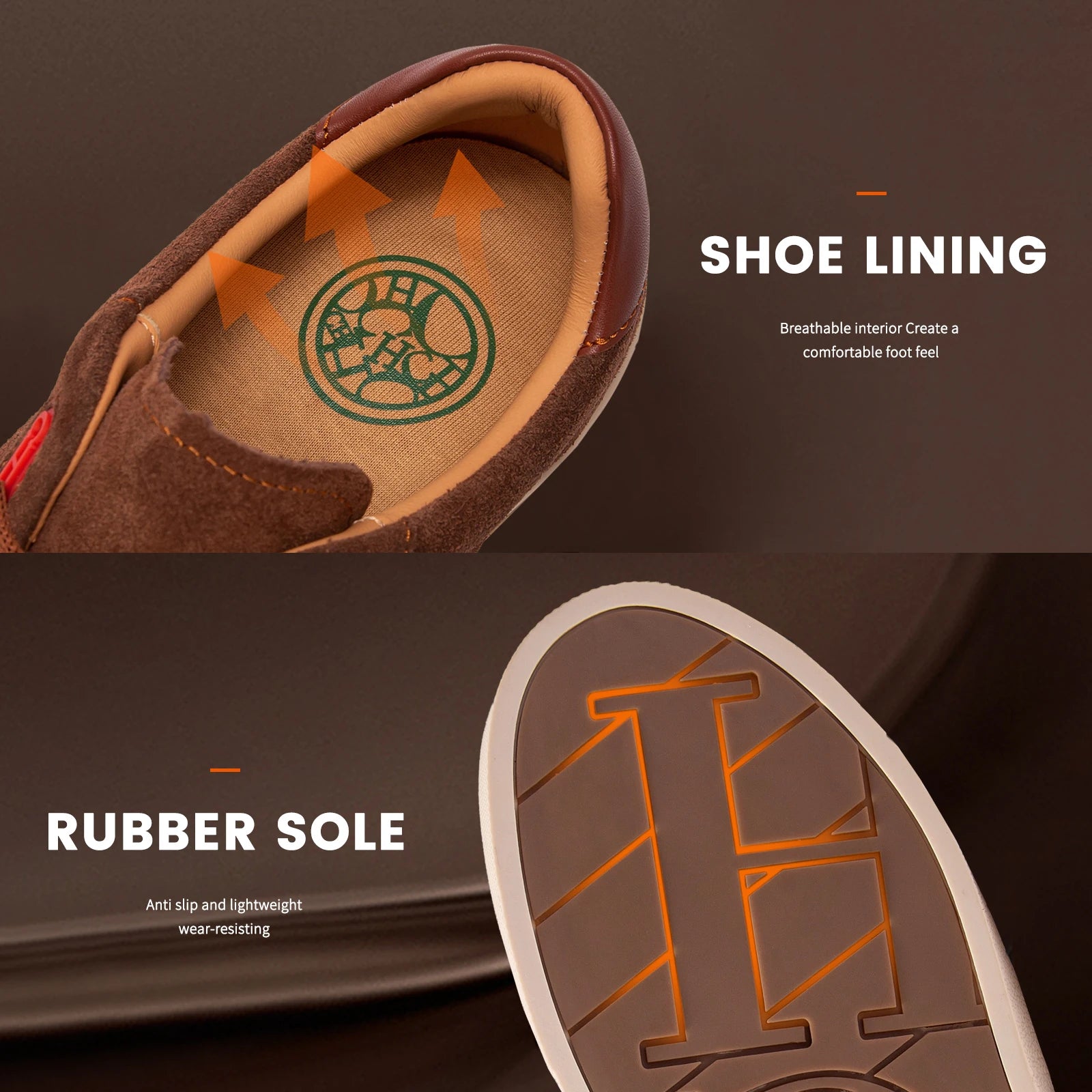 Men's 2025 new luxury brand high-grade leather casual shoes flat bottom breathable comfortable board shoes coffee color