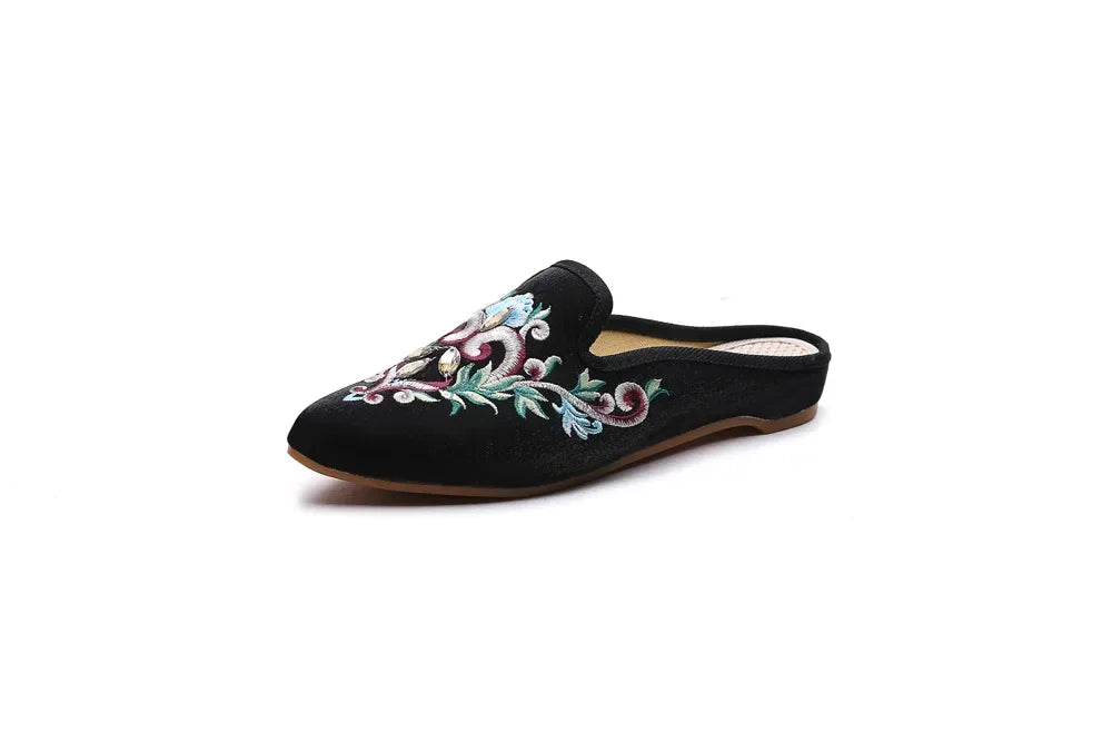 Chinese Style Summer Harajuku Slippers Women Shoes for Women Fashion Casual Vintage Embroidery Ethnic Style Streetwear