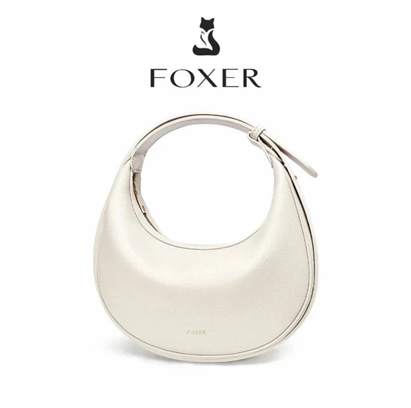 FOXER Brand PU Leather Women's Shoulder Bag 2025 Fashion Lady Crescent Luxury Design Half-moon Handbag Crossbody Bag Girl Gift