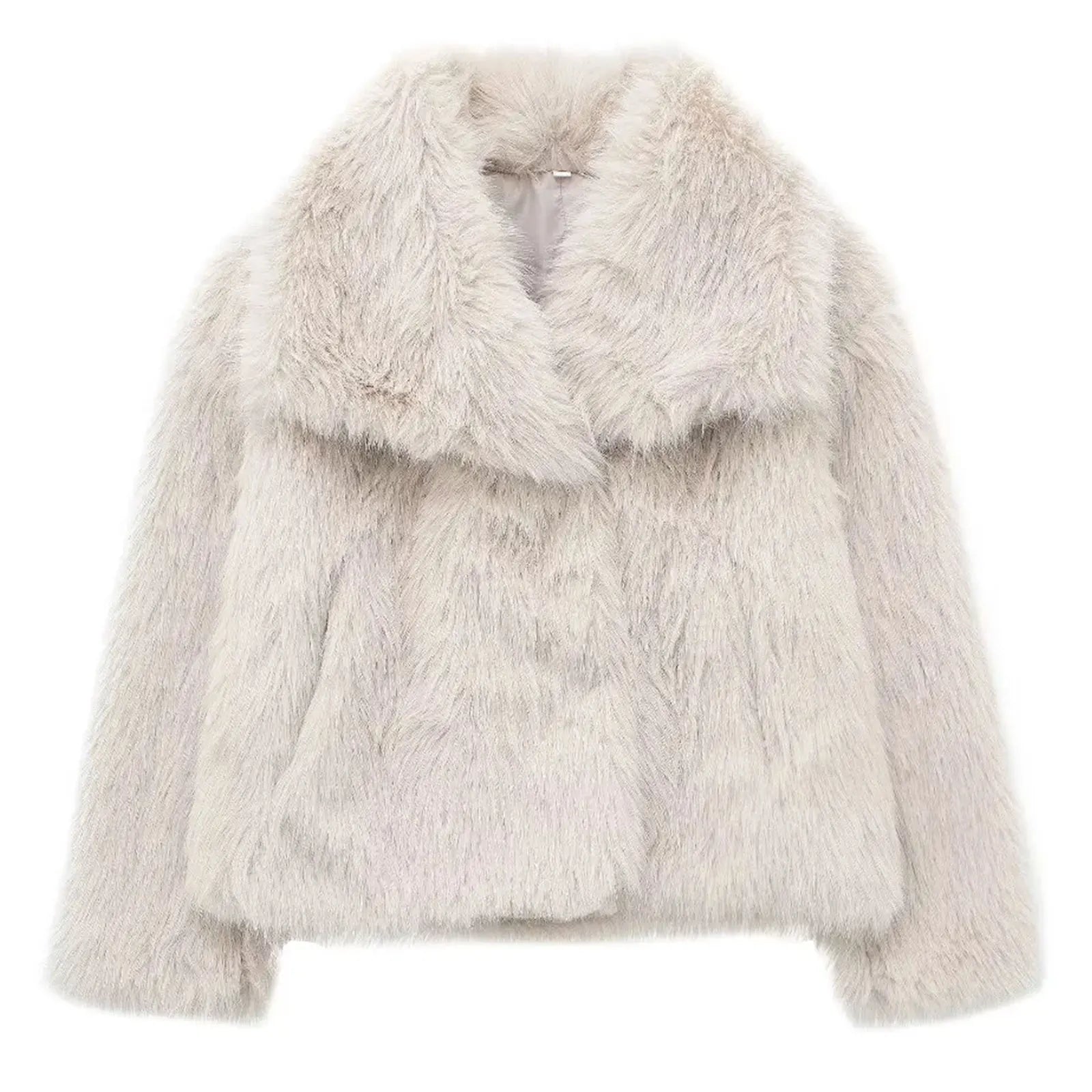 HH Women Elegant Faux Fur Coat Warm Fluffy Loose Long Sleeve Lapel Jacket Autumn Winter Fashion High Street Lady Outerwear