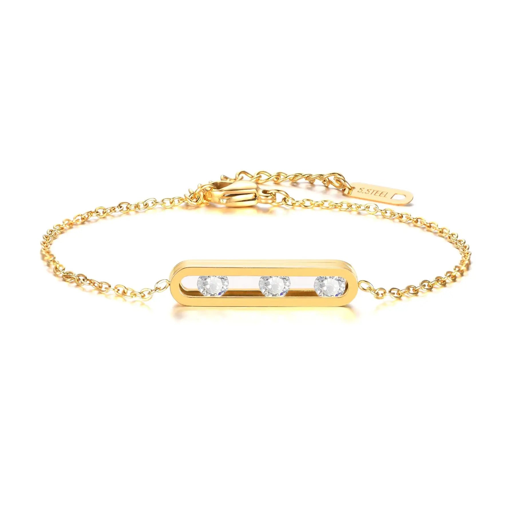 Fashion Cubic Zirconia Bracelet, Stainless Steel Thin Chain Link Bracelets for Women, Minimalist Charm Jewelry