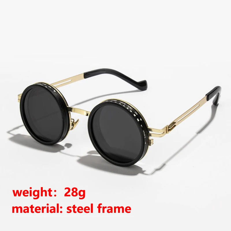 Polarized Round Sunglasses ND9 Adjustable Dimming Sun Glasses Men Women Retro Punk Men's Fishing Eyeglasses Outdoor Shades UV400