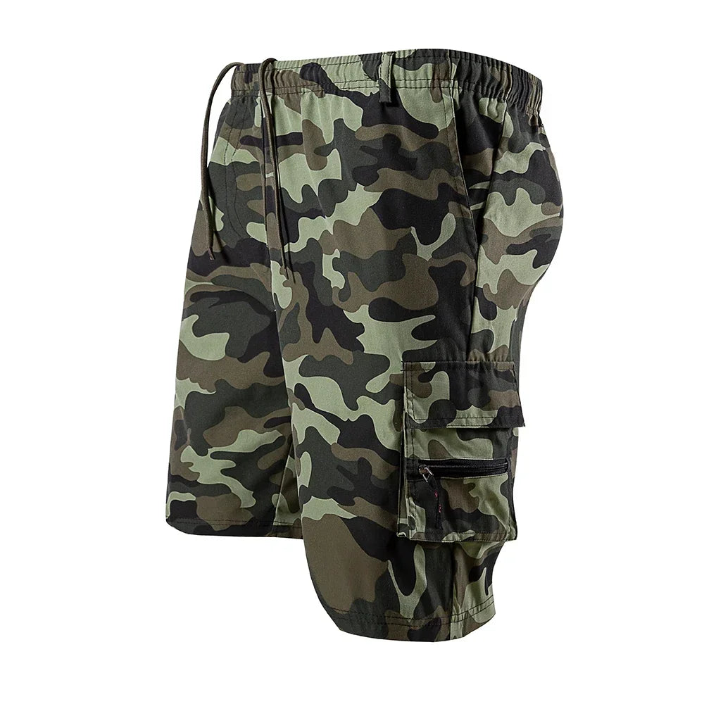 Summer Men Cargo Shorts Loose Solid Color Casual Shorts Pant Fashion Pocket Military Shorts Male Camouflage Jogging Sports Pants