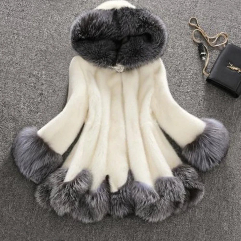 2025 Women Winter Plus Size Thick Furry Faux Fur Coat Female Hooded Long Sleeve Plush Jacket Lady Fake Fur Warm Fluffy Cardigan