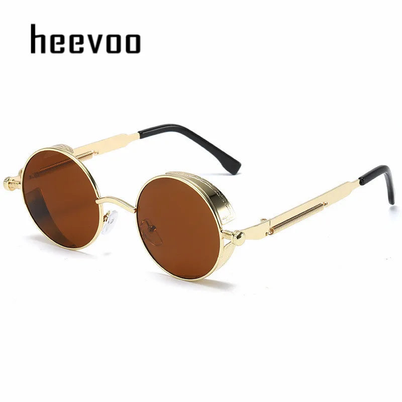 Metal Steam Punk Sunglasses Men Women Fashion Round Mirror Glasses Brand Designer Vintage Sun Glasses Retro Eyeglasses UV400