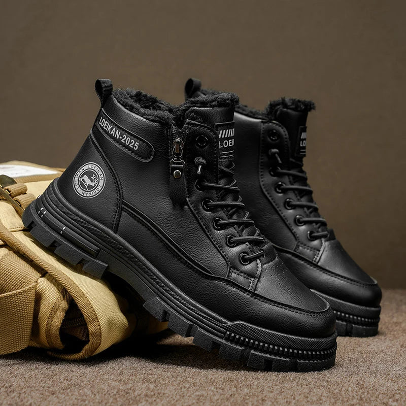 2025 Winter New Men's Snow Boots, Thickened & Cotton-Lined, Versatile Trendy Style, Outdoor Wear with Street Vibe