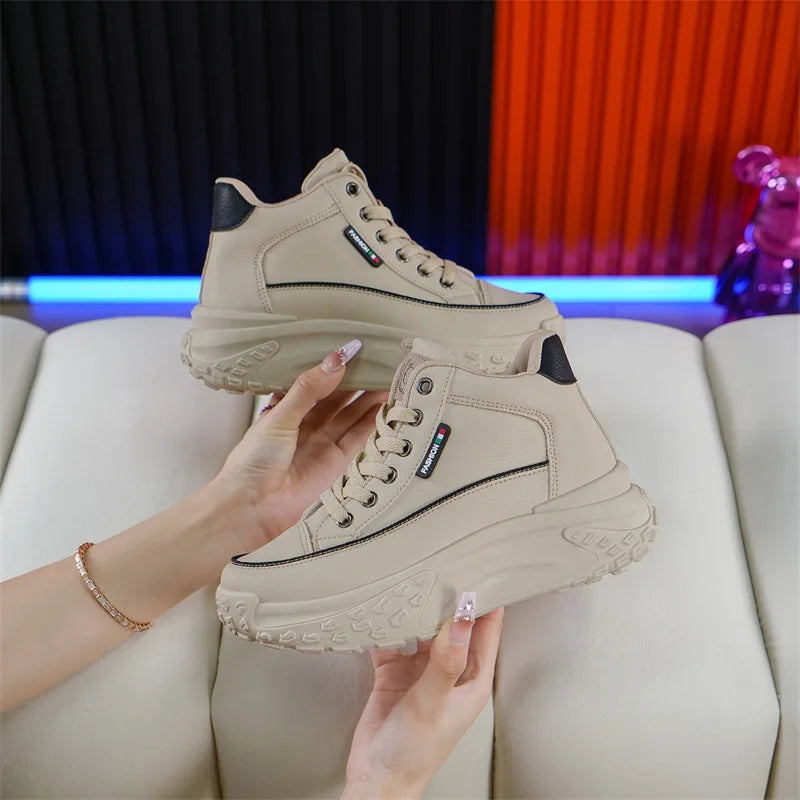 Retro Women Shoes Spring Platform Shoes Casual Sneakers Versatile Fashion Thick Soled Shoes High Quality Women Sneakers