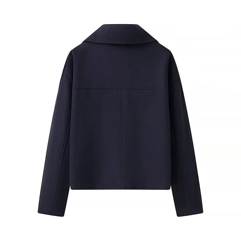 2024 autumn new women's clothing style fashionable and versatile long sleeved double breasted short woolen jacket