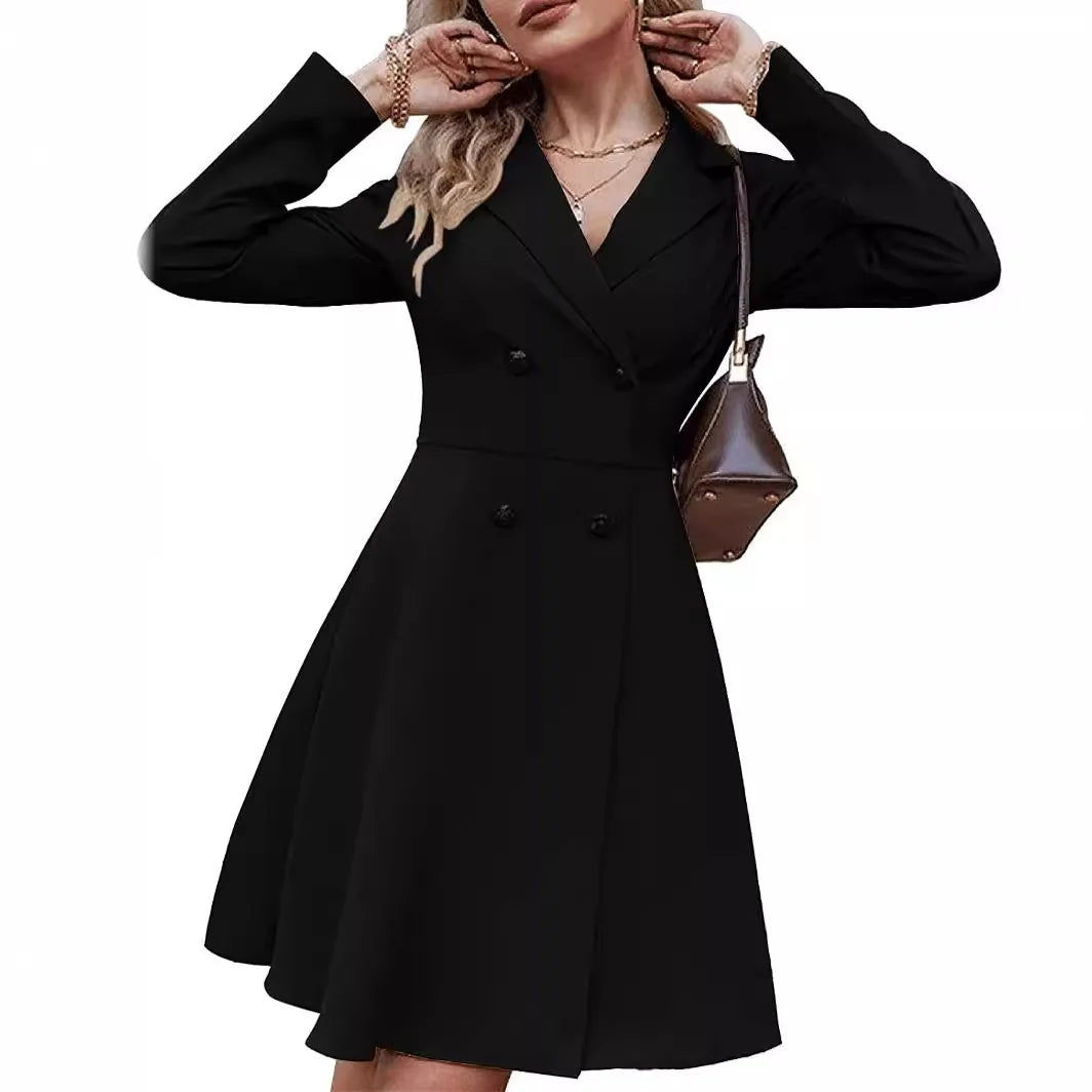 2025 New Women's Suit Dress Button Cardigan High Waist Slim Coat Commuter Office Fashion Elegant Trench Jacket