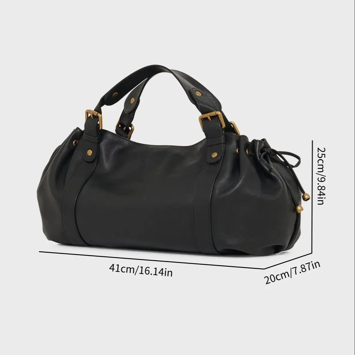 Women's Vintage Handbag, New Fashion Solid Color Tote Bag, Luxury Design Shoulder Bag for Everyday Style