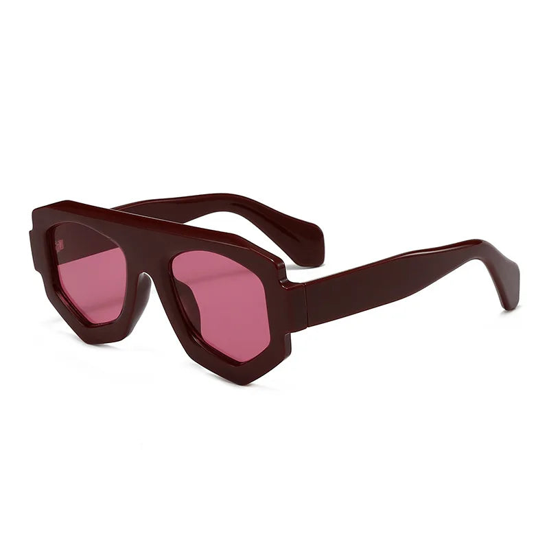 SO&EI Fashion Irregular Square Women Sunglasses Shades UV400 Retro Blue Purple Men Sun Glasses