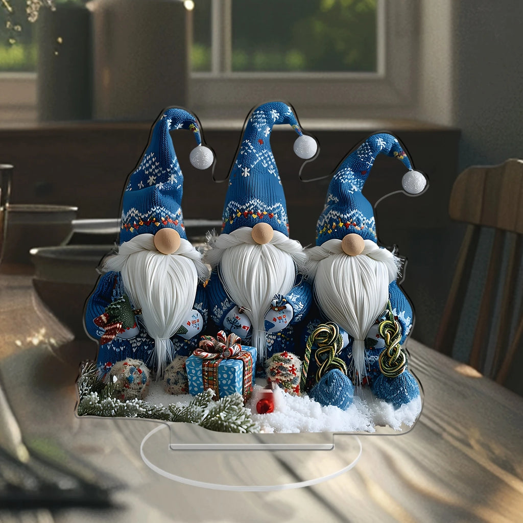 Acrylic Special Festive Christmas Gnomes Acrylic Tabletop Decor - 3 Gnomes, 7.08In/18Cm, Suitable for Bedroom, Kitchen, Office,