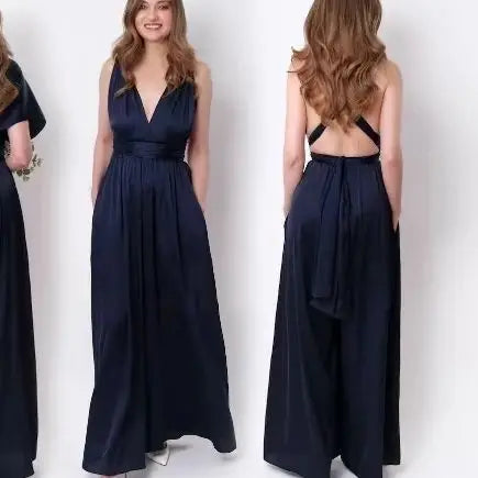 Multiway Convertible Jumpsuit Formal Multi Wrap Wedding Dress Cocktail Floor Jumpsuits Navy Blue Bridesmaid Infinity Jumpsuit