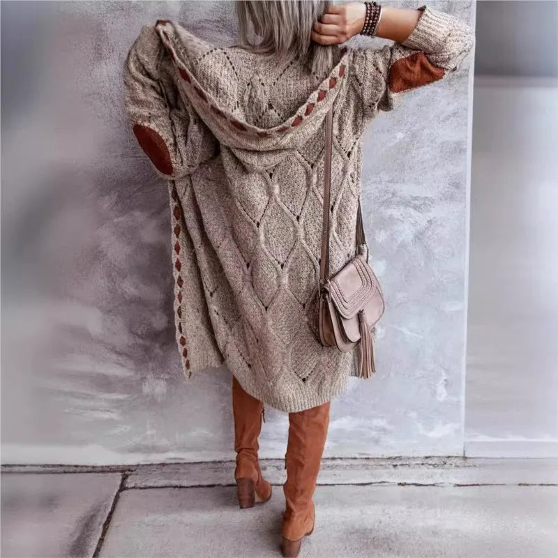 Fashion Mid-length Sweater  Cardigan For Women Autumn Winter Korean Staly Solid Color Knitwear Long-sleeved Casual Sweater Coats