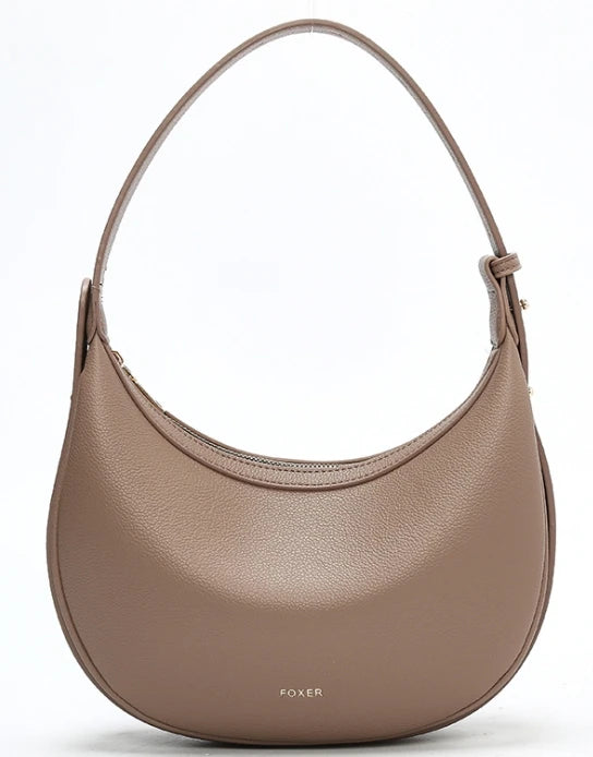 FOXER Brand PU Leather Women's Shoulder Bag 2025 Fashion Lady Crescent Luxury Design Half-moon Handbag Crossbody Bag Girl Gift