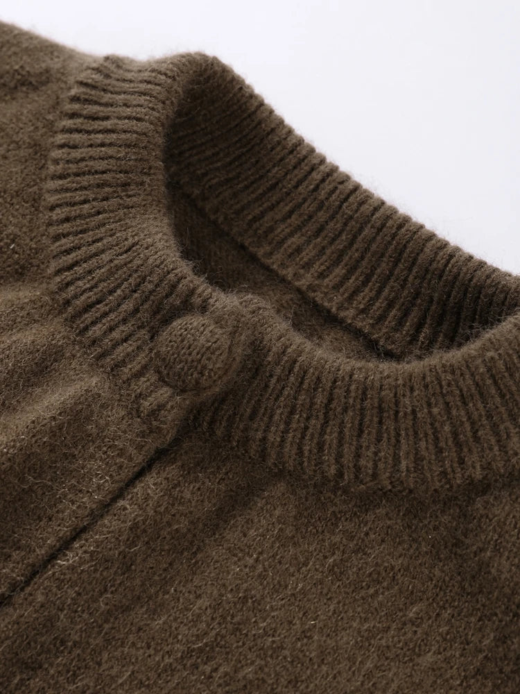 Casual Solid Knitted Cardigan Women O-neck Long Sleeve Single-breasted Pocket Sweater 2025 Autumn Lady Daily Knitwear