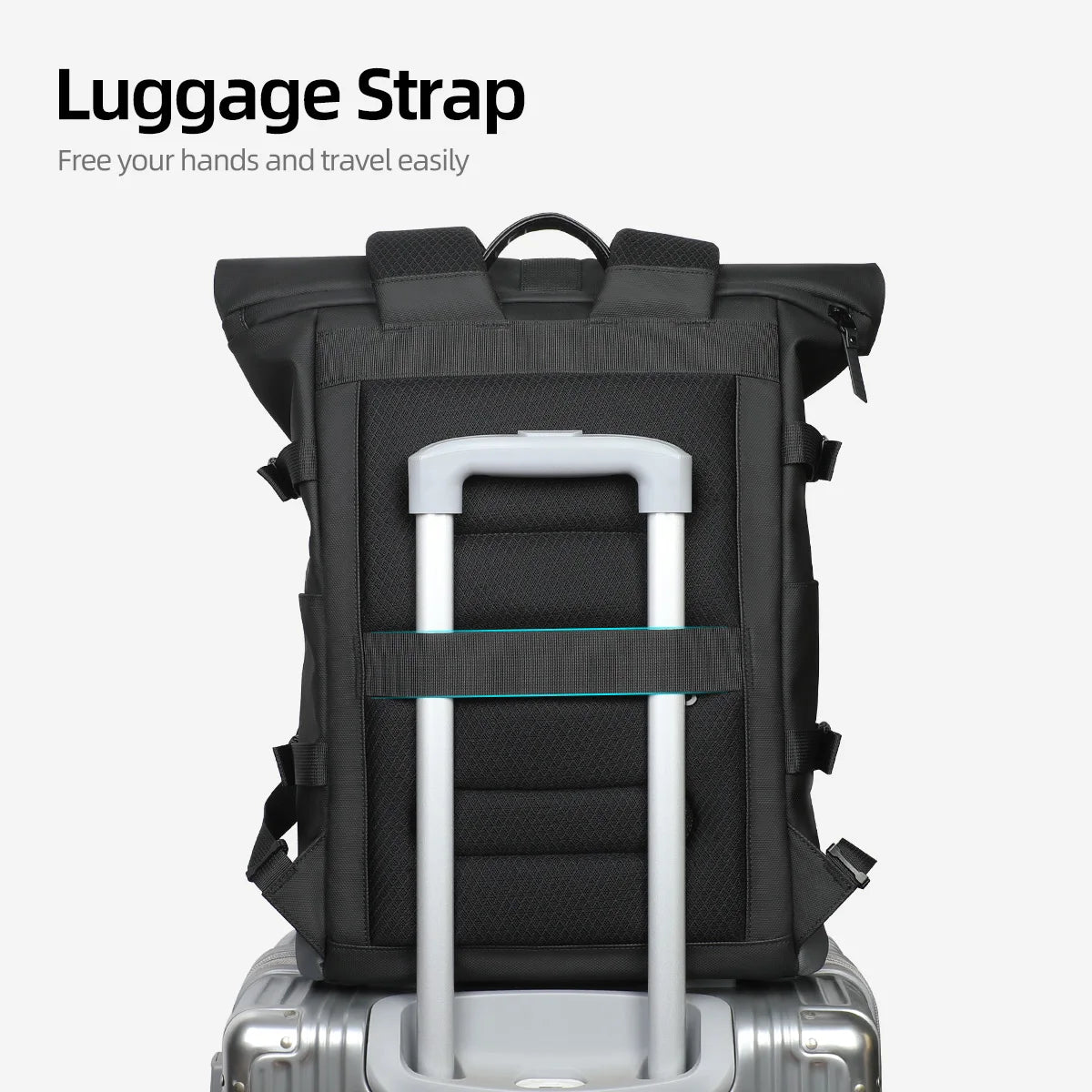 HK Waterproof Roll-Top Backpack for Men Large Capacity Expandable 17 Inch Laptop Bag Leisure Travel Backpack Hiking Camping Bags