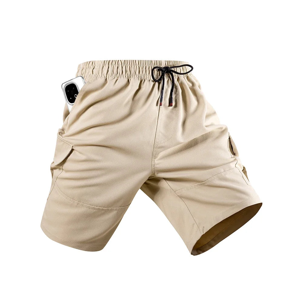 Summer Men's Cargo Shorts Solid Color Casual Beach Trousers Multi-pocket Fashion Short Pants Daily Work Male Sports Short