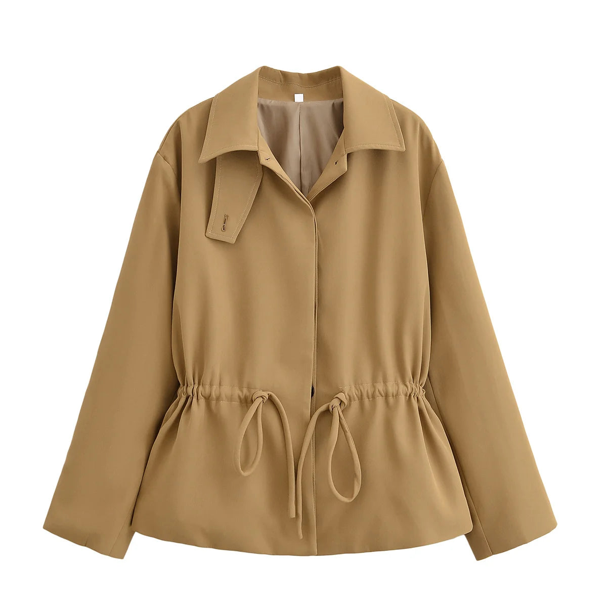 Tidalyf 2025 New Women Casual Jacket High Neck Single Button Shoulder Strap Cuff Strap Pocket Design Chic Fashion Autumn