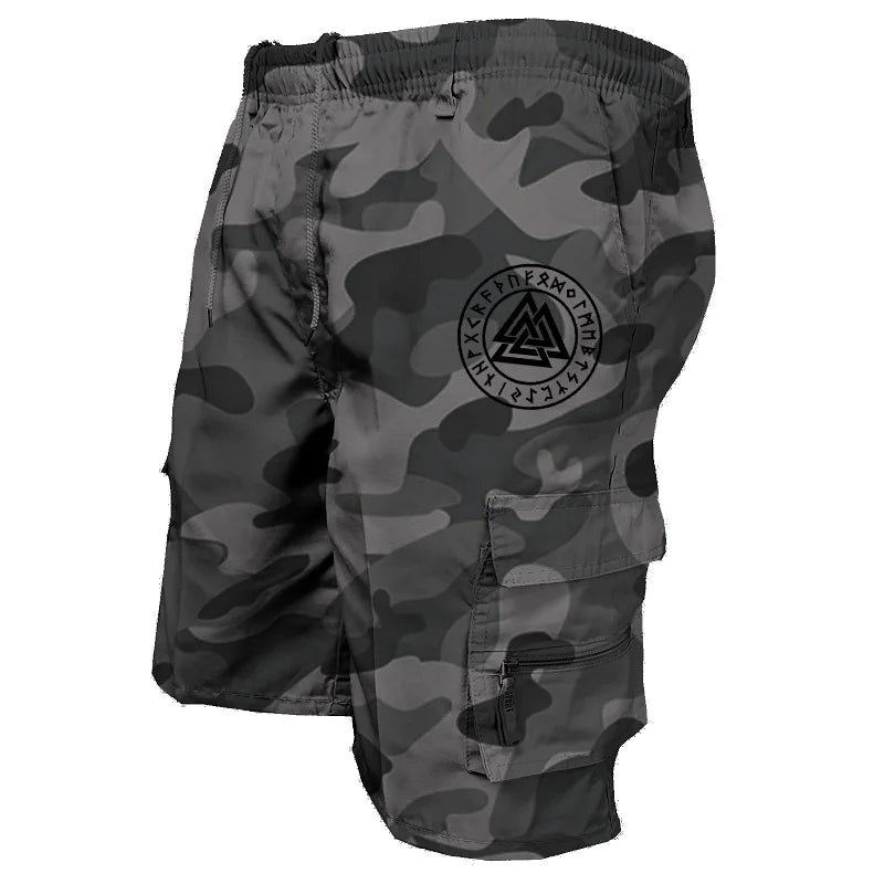 Delta Core Cargos Men Geometric Symbol Tactical Shorts 4-Way Stretch Fabric Hidden Security Pocket Gym Fitness Stretch Waistband