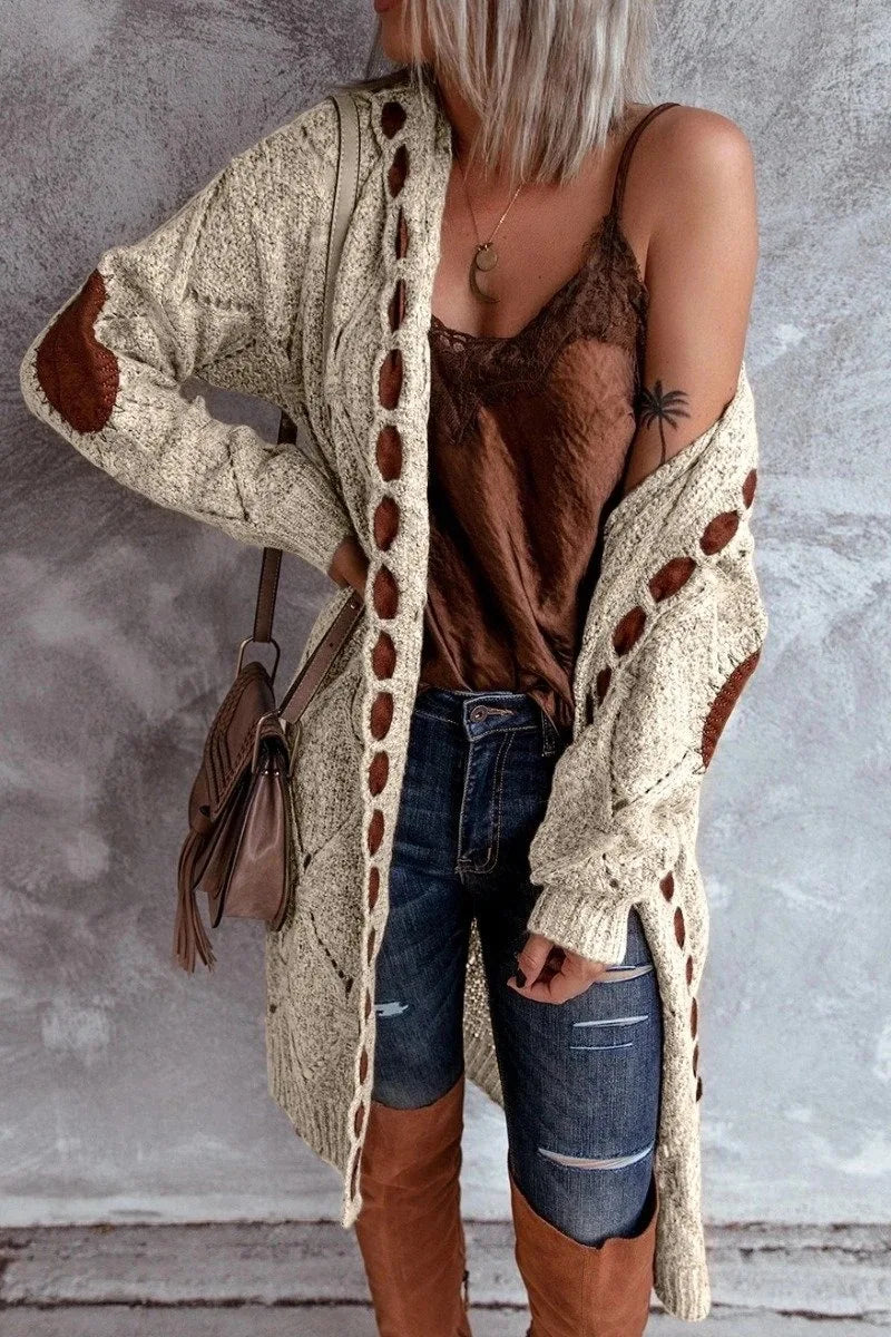 Fashion Mid-length Sweater  Cardigan For Women Autumn Winter Korean Staly Solid Color Knitwear Long-sleeved Casual Sweater Coats