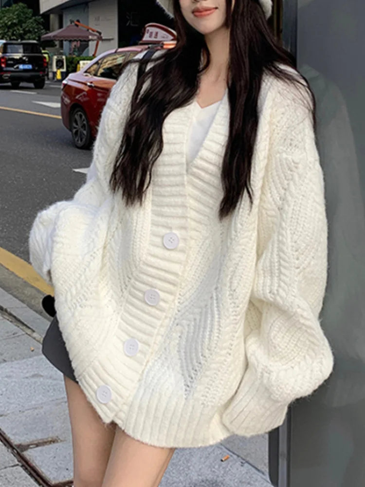 New Fashion Long Sleeve Cardigan Women Sweaters Casual Loose Single Breasted Women Sweater Coat Elegant Knitted Outwear