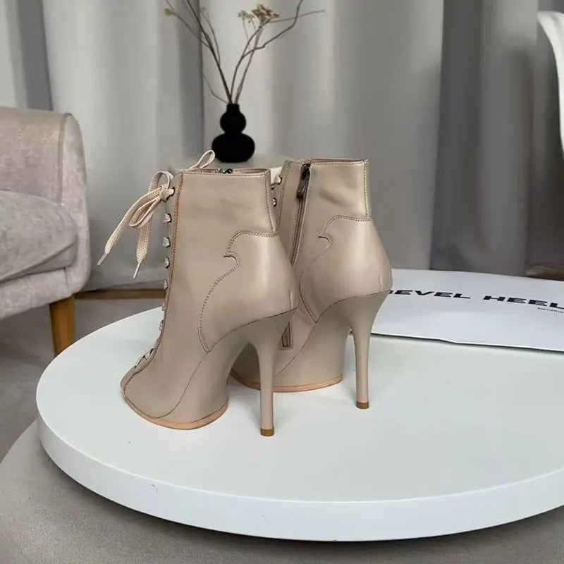 Genuine leather Customizable boots European Style Sexy Thin High Heel Jazz Dance Sandal for Women Open Toe Ladies Dancing Shoes