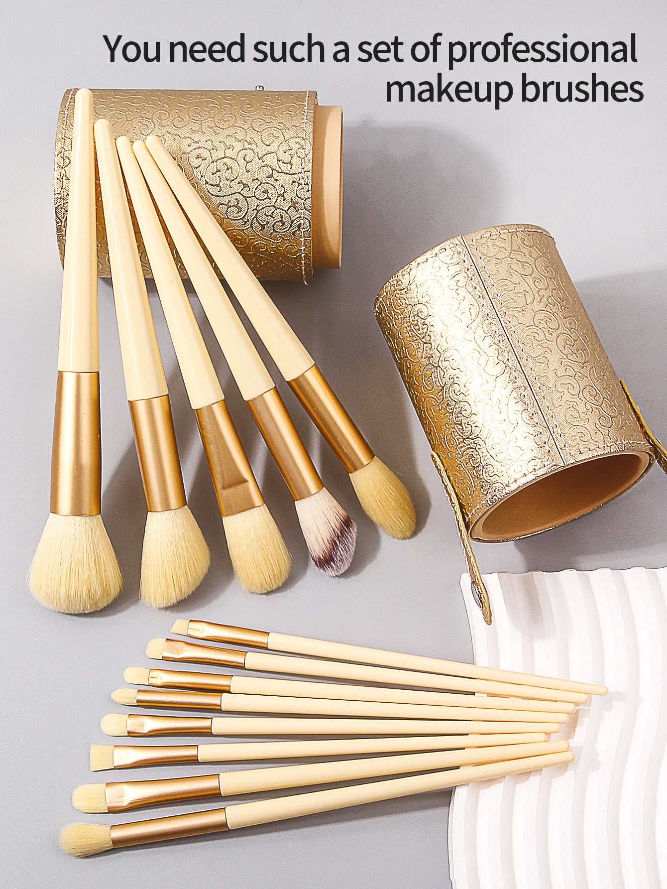 6/13/14/20PCS High-quality makeup brush set, multi-functional facial brush set & soft powder puff set & portable storage bucket