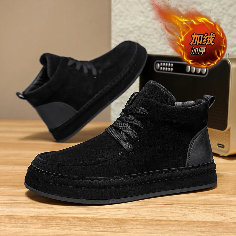 High-top cotton men's 2025 winter casual shoes, high-quality, fashionable, lightweight and breathable men's ankle boots