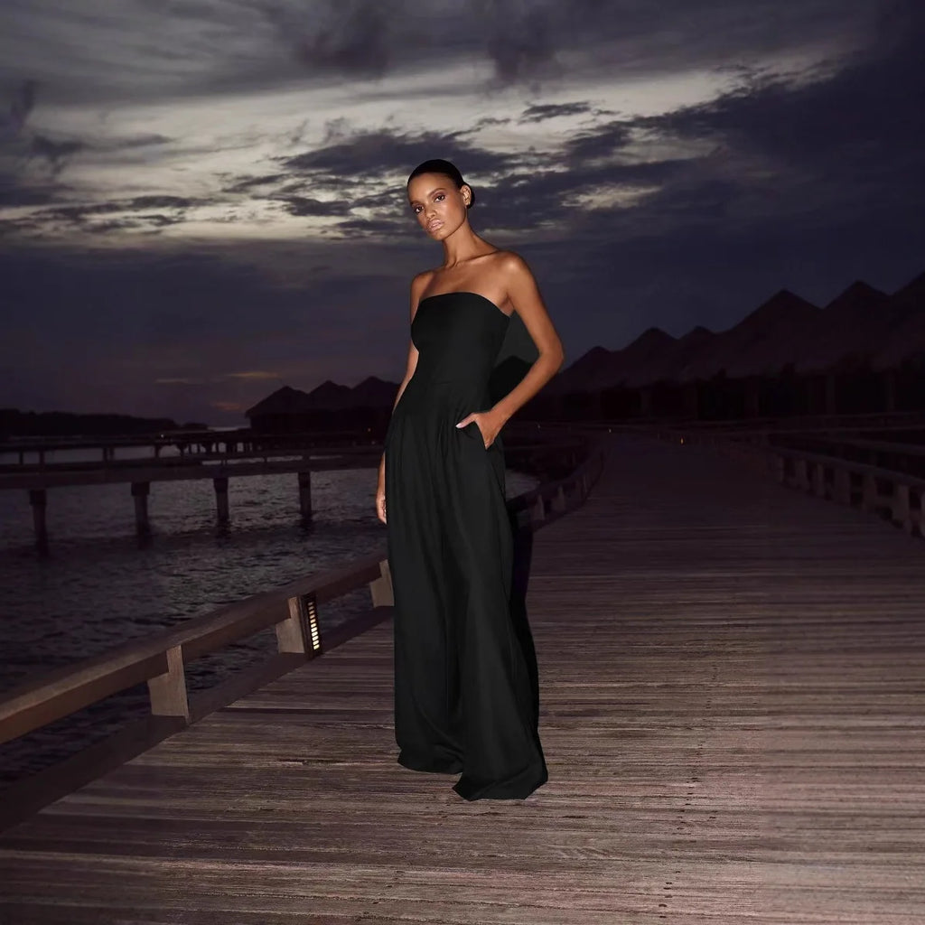 2025 Fashion Women's Wear European and American style sexy and slimming wrapped scarf style pants long jumpsuit