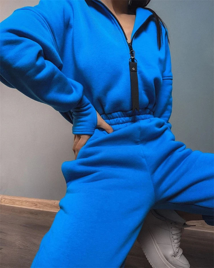 2024 ladies fall and winter one-piece sweatpants suit Zip-up hooded Jumpsuits tracksuit Sportswear