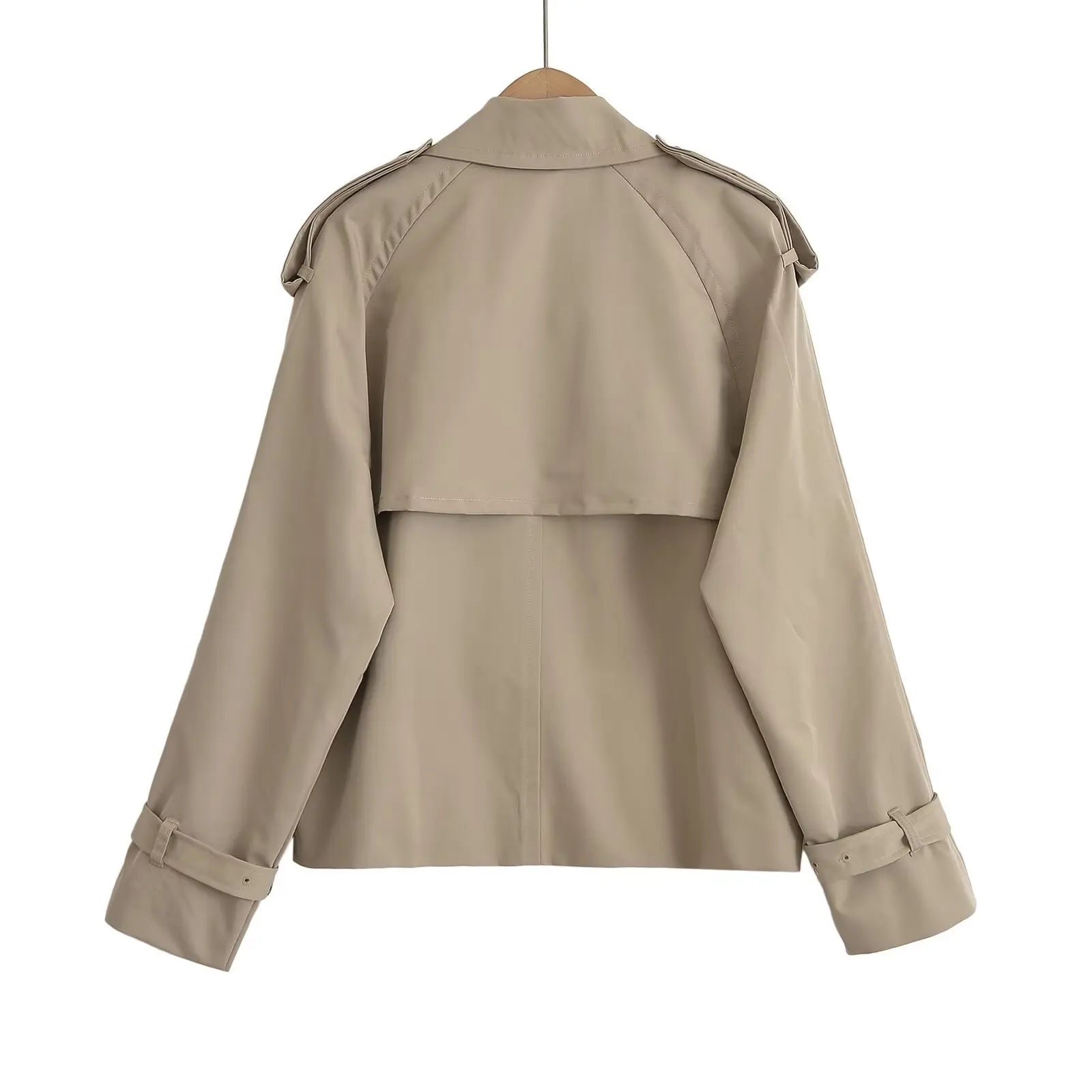 European and American style autumn new style fashionable and versatile double-breasted short windbreaker jacket with lapel