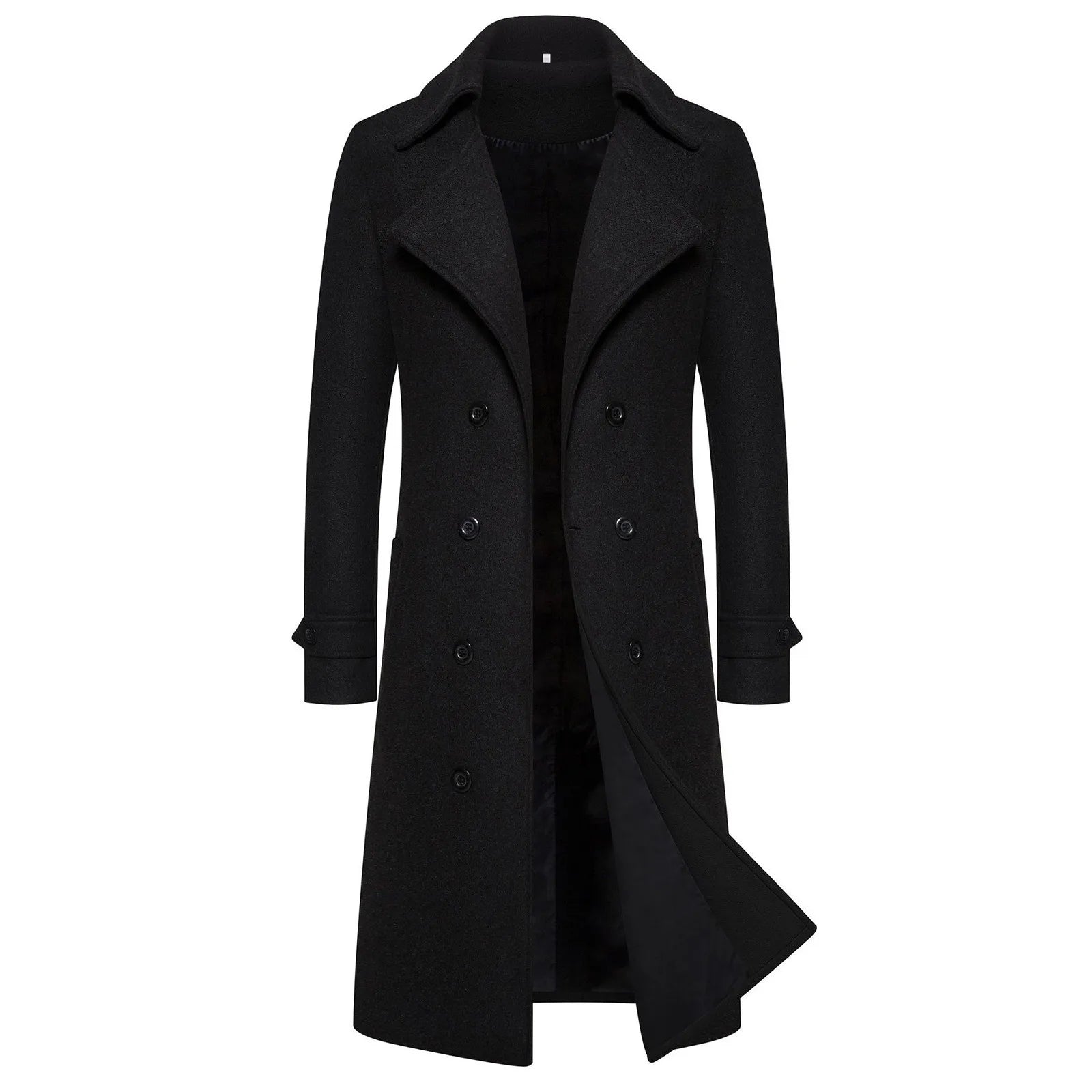 Unisex Long Wool Coat Trend Fashion Double-Breasted Elegant Windbreaker Woolen Jackets Autumn Daily Classic All-Match Slim Coat