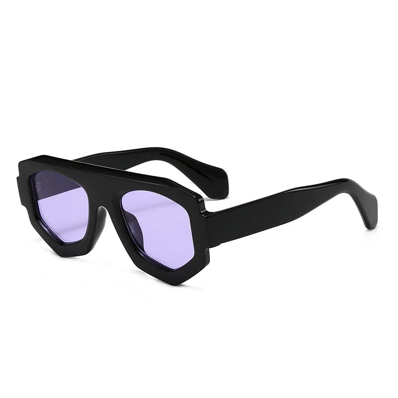 SO&EI Fashion Irregular Square Women Sunglasses Shades UV400 Retro Blue Purple Men Sun Glasses