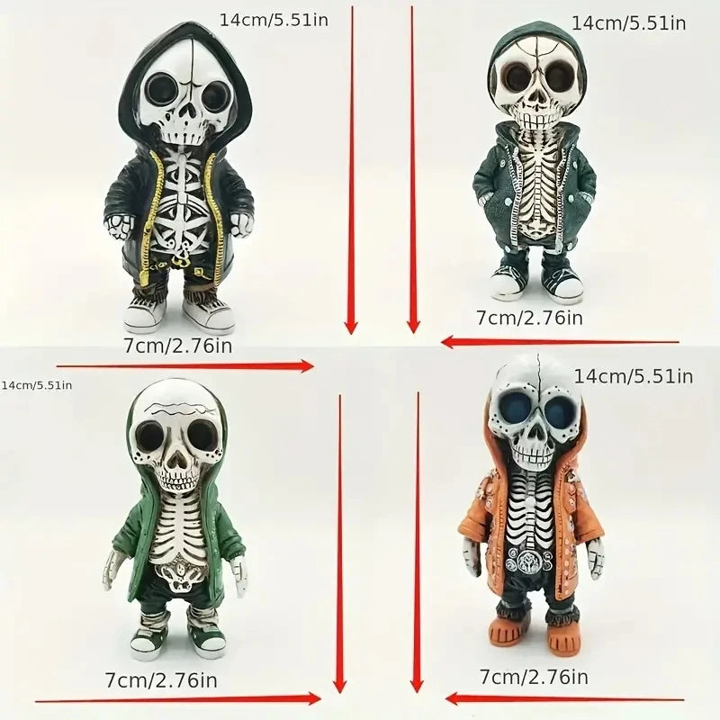 1pc Cool Skeleton Figures, Skeleton Statue, Collectible Gothic Skull Sculpture Halloween Decoration For Home Office Room Decor
