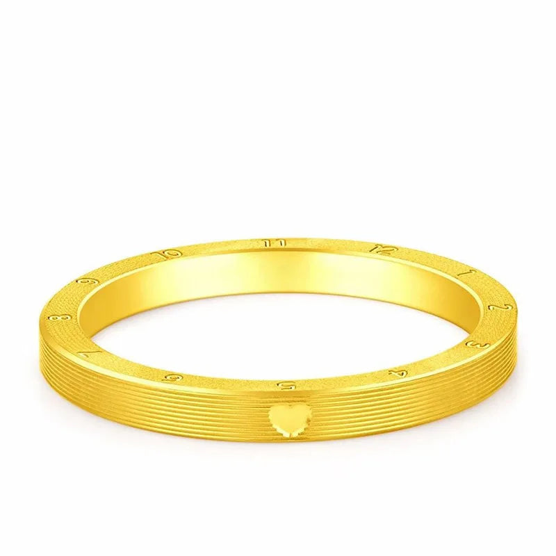 Luxury 24K 9999 Pure Gold real gold Men's and Women's Love Couple's Ring Valentine's Day Gift