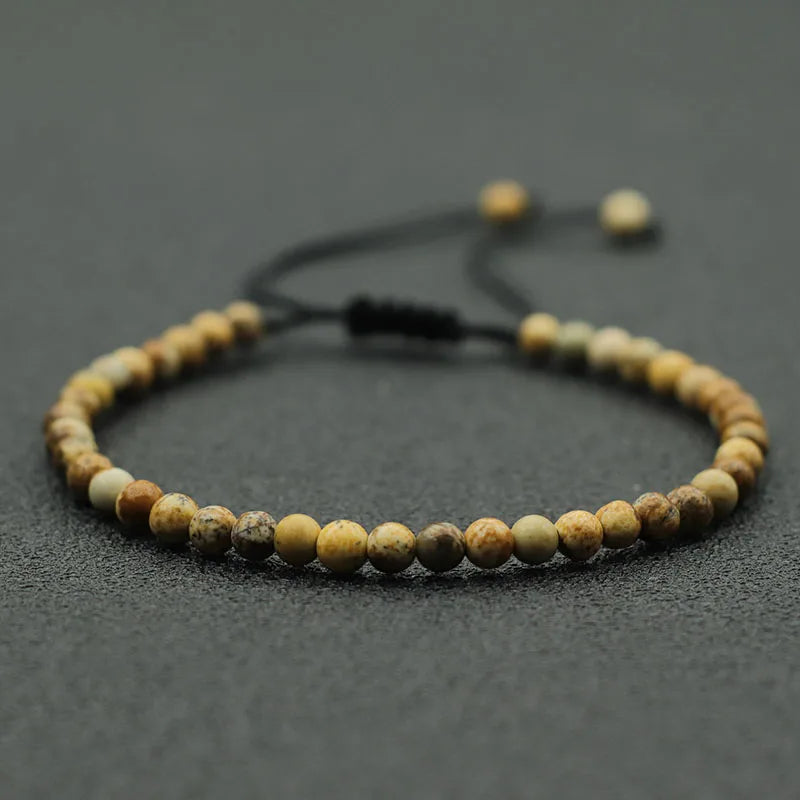 Fashion 4mm Natural Stone Bracelet Men Women Handmade Braided Adjustable Braclet Small Tiger Eyes Howlite Agates Beads Braslet