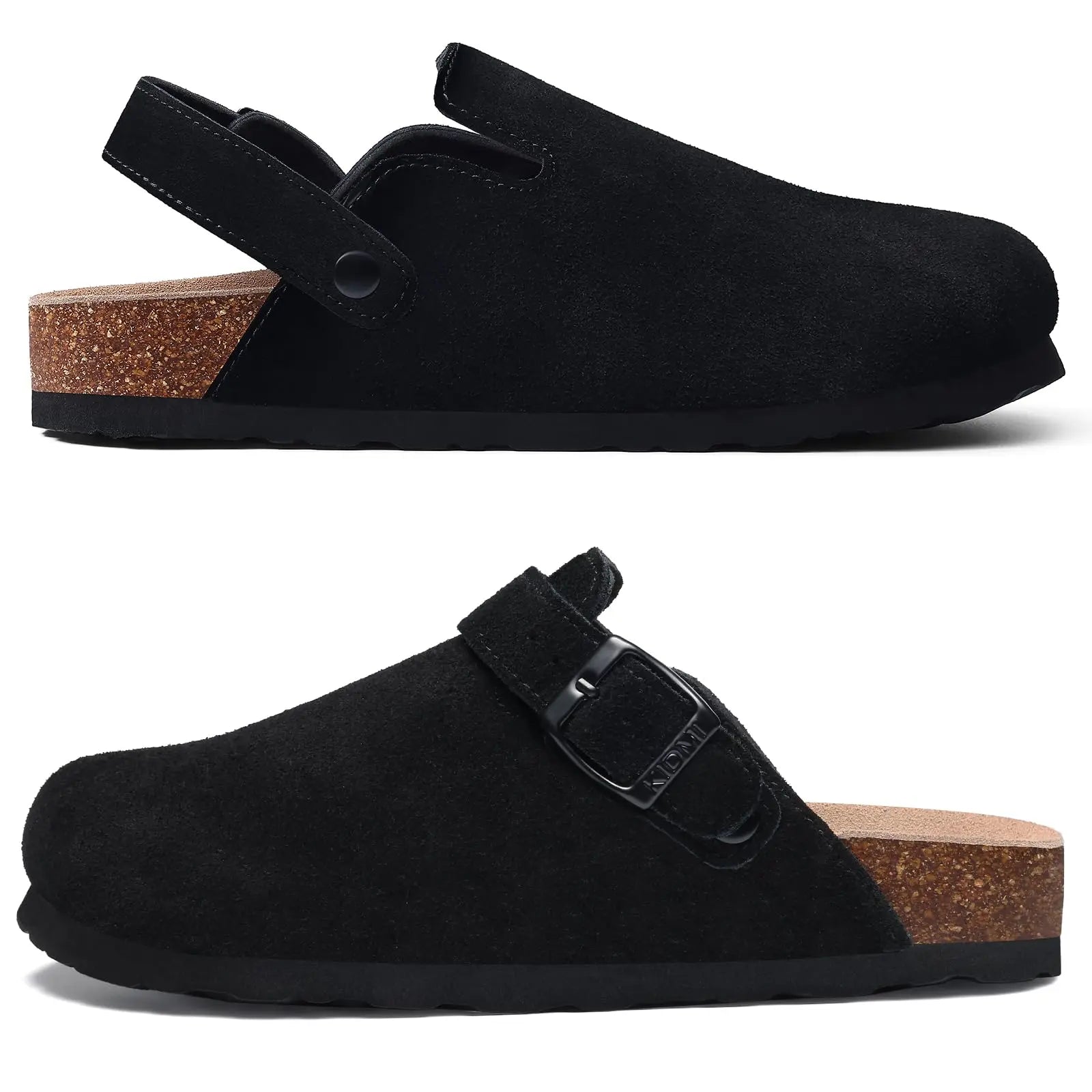 Crestar Women Cow Suede Clogs Cork Footbed Leather Mules Lady Outdoor Comfort Arch Support Potato Shoes With Adjustable Strap