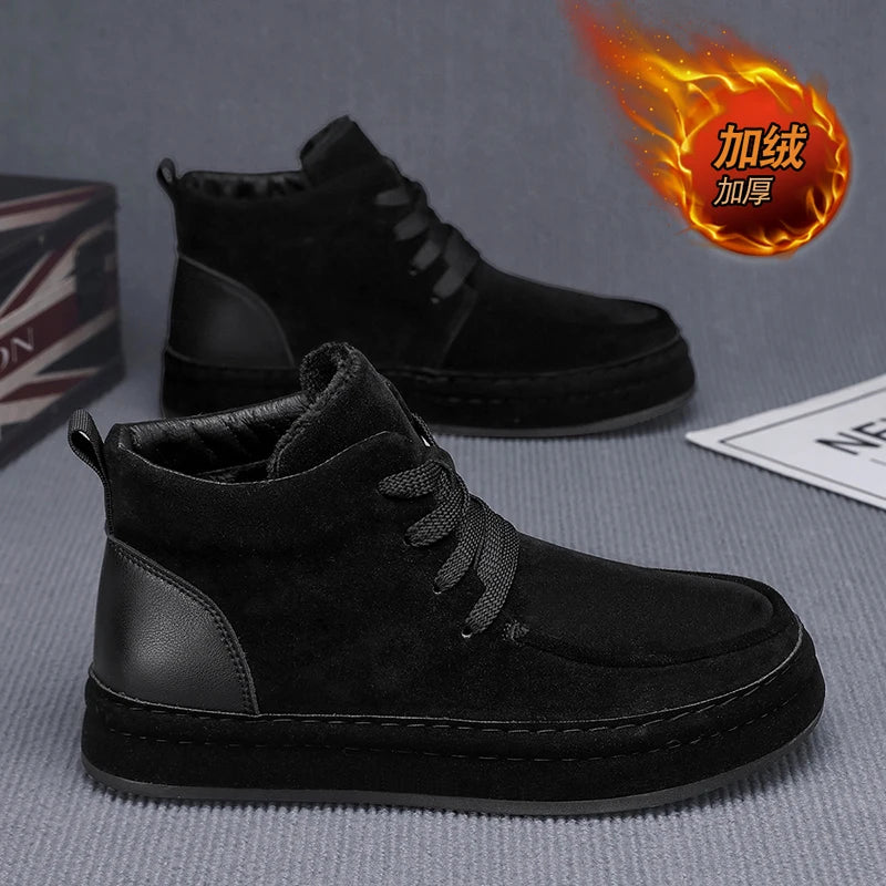 High-top cotton men's 2025 winter casual shoes, high-quality, fashionable, lightweight and breathable men's ankle boots