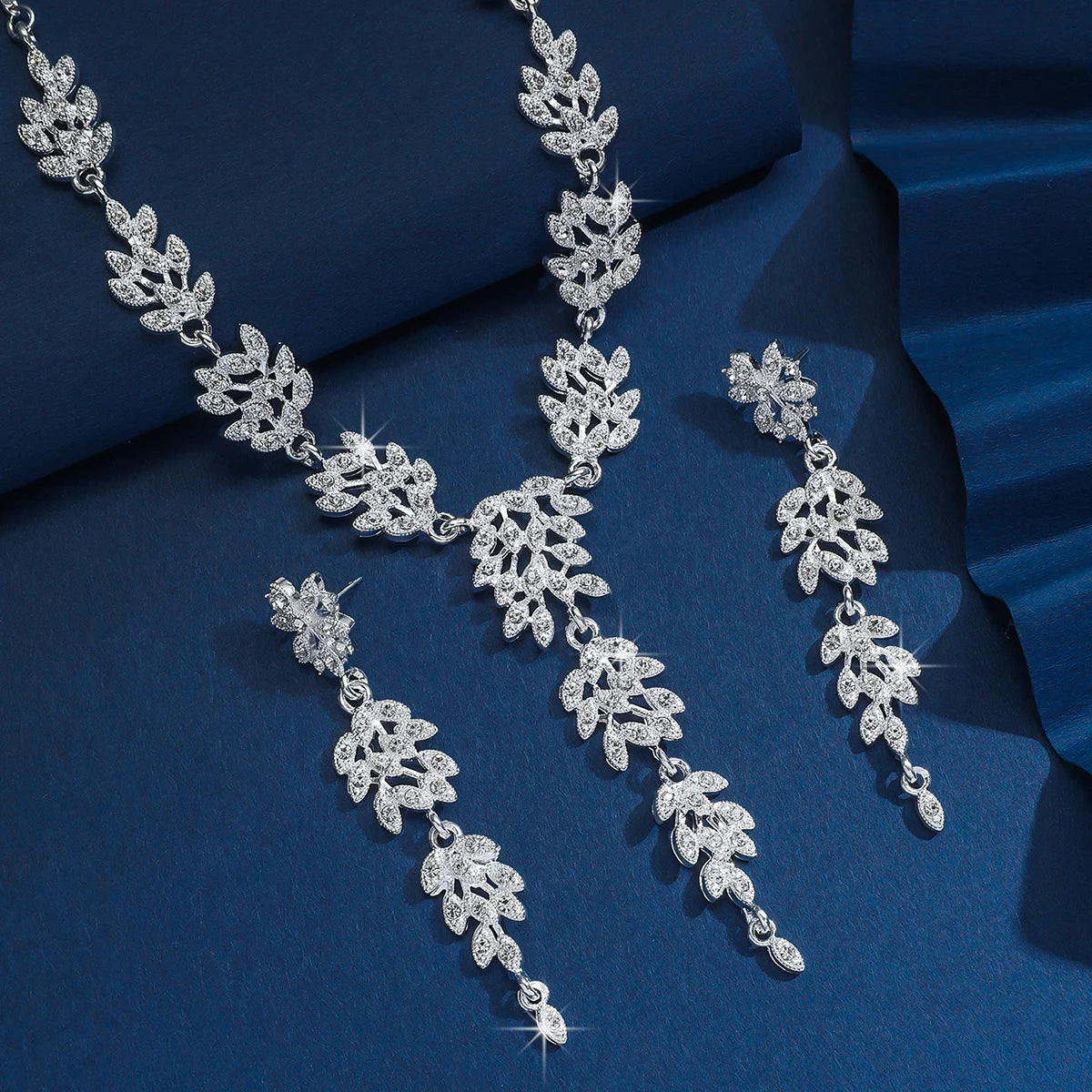 3PC women's fashionable and trendy temperament, leaf floral necklace, earrings, jewelry set, wedding banquet party, holiday gift