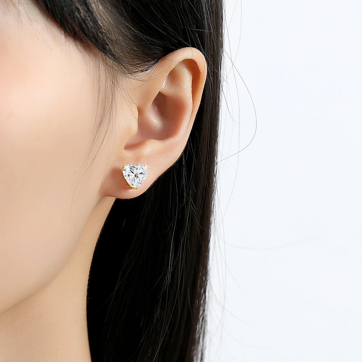 Real 14K Gold Moissanite Stud Earrings Heart Shape Pendant Necklace Au585 Diamond Jewelry Set for Women Engagement Romantic Gift
