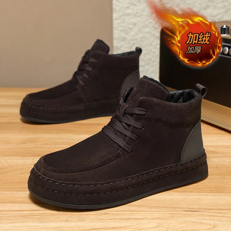 High-top cotton men's 2025 winter casual shoes, high-quality, fashionable, lightweight and breathable men's ankle boots
