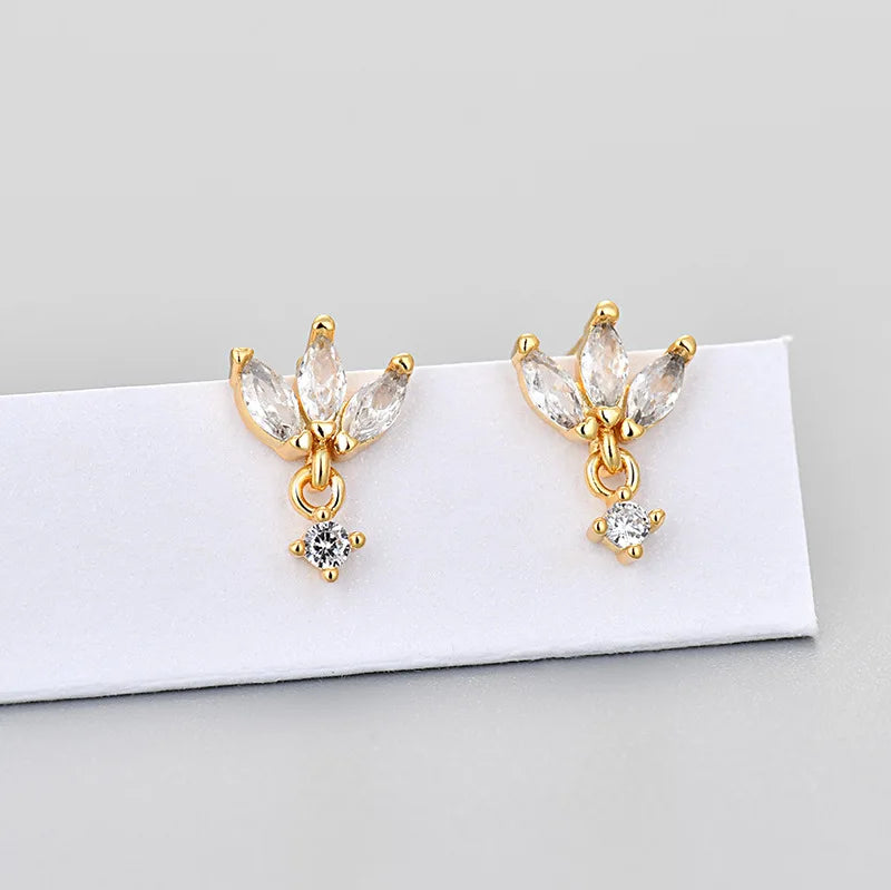 3PCS Flower Huggie Earring Set For Women Tragus Piercing Jewelry Lot Leaf Crystal Cartilage Hoop Earrings Helix Lobe Earing Bulk