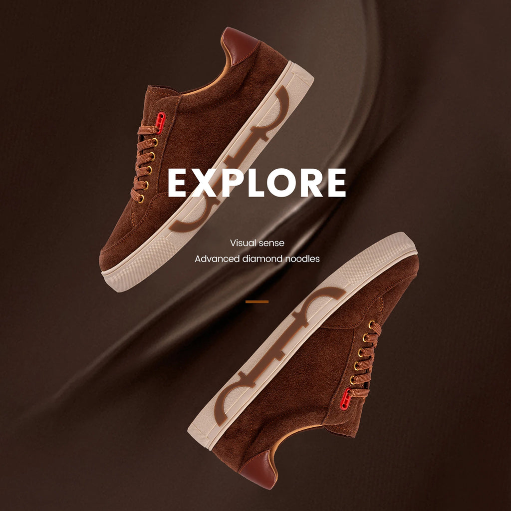 Men's 2025 new luxury brand high-grade leather casual shoes flat bottom breathable comfortable board shoes coffee color