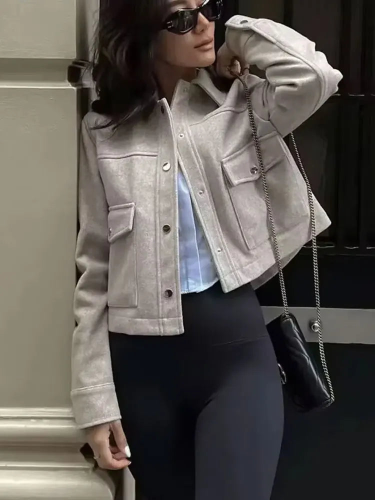 HH Women's Fashion Jackets Solid Long Sleeves Single-breasted With Pockets Down Turn Down Collar Causal  Autumn Winter Coats