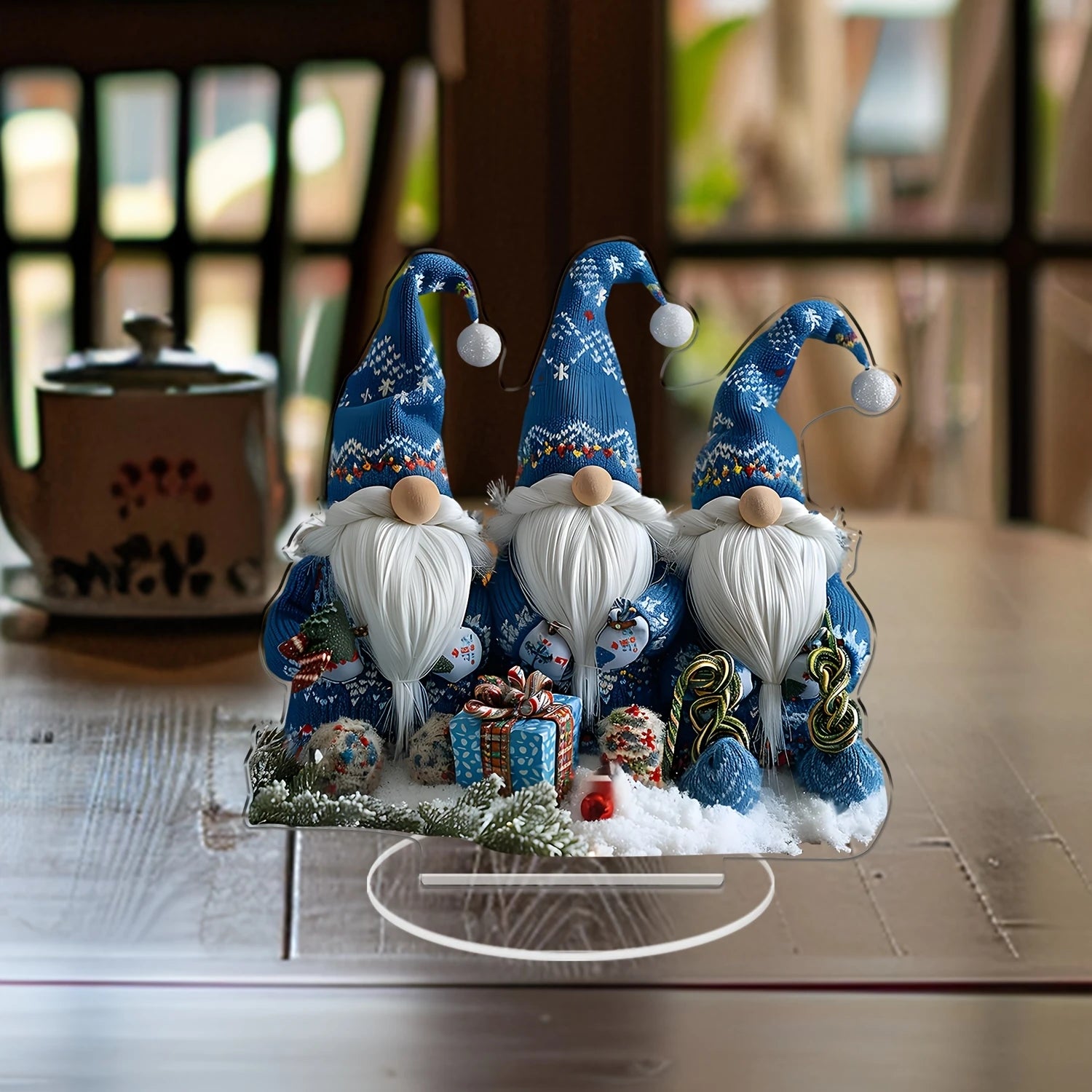 Acrylic Special Festive Christmas Gnomes Acrylic Tabletop Decor - 3 Gnomes, 7.08In/18Cm, Suitable for Bedroom, Kitchen, Office,