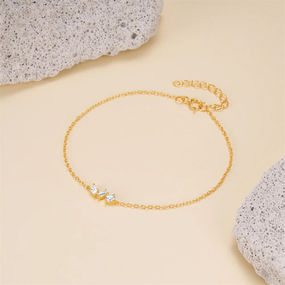 Aide 925 Sterling Silver Star Inlaid Opal With Mini Zircon Chain Bracelet For Women High Quality Elegant K Gold Jewelry Gift