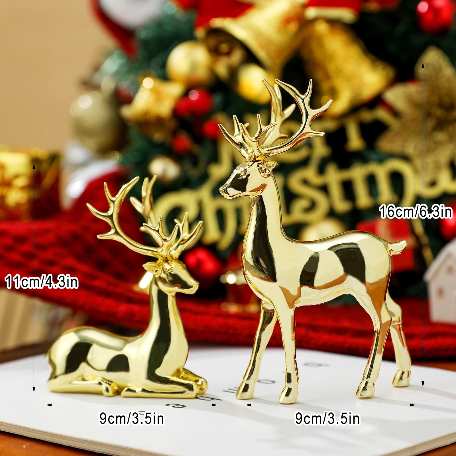 2 Pcs, Room Decor Mother Deer Cute Kids Room Decor Sculptures Kawaii Sculptures Christmas Home Decoration Fawn Figurines