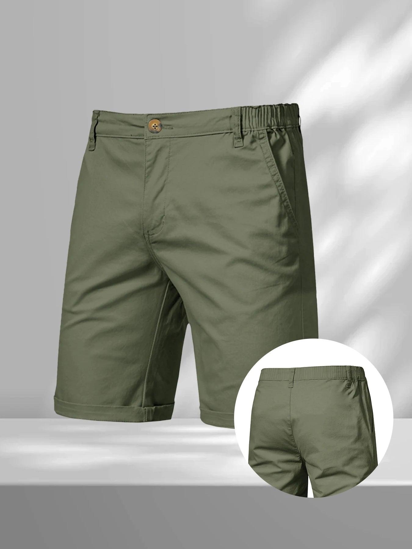 Summer Men's Cargo Shorts Solid Color Casual Cotton Short Jogging Climbing Sports Short Elastic Waist Male Jogger Work Shorts