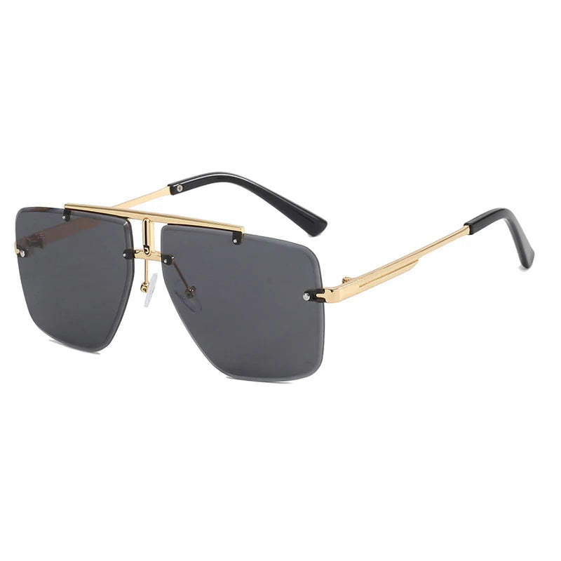 Rimless Sunglasses Rectangle Fashion Popular Women Men Shades Large Square Sun Glasses for Female Male Summer Traveling Oculos